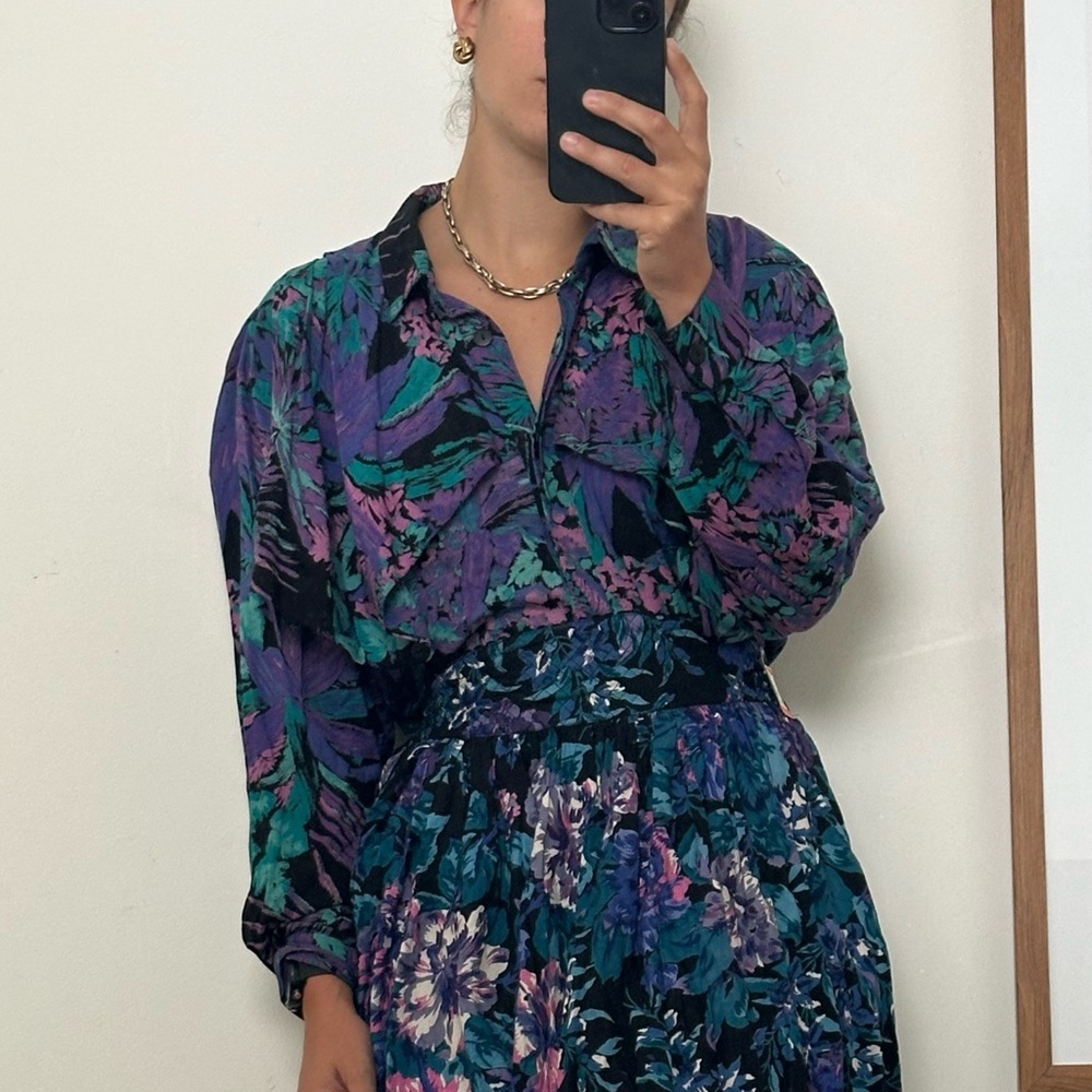 80’s Floral Print Top